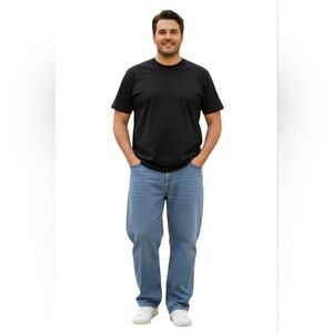 Wrangler Authentics NWT Mens Jeans Denim 48x34 Relaxed Light Blue Wash 5-Pockets